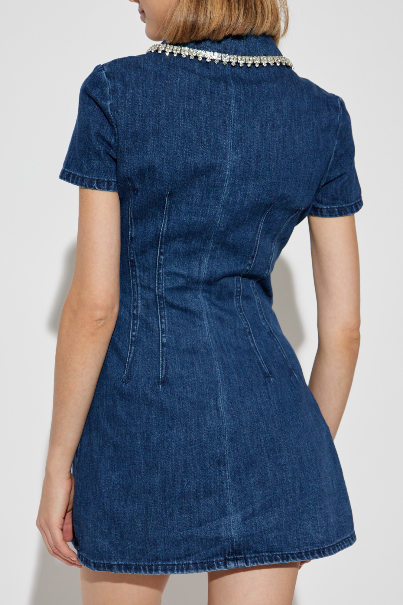 Blue Denim dress with shimmering crystals Self-Portrait